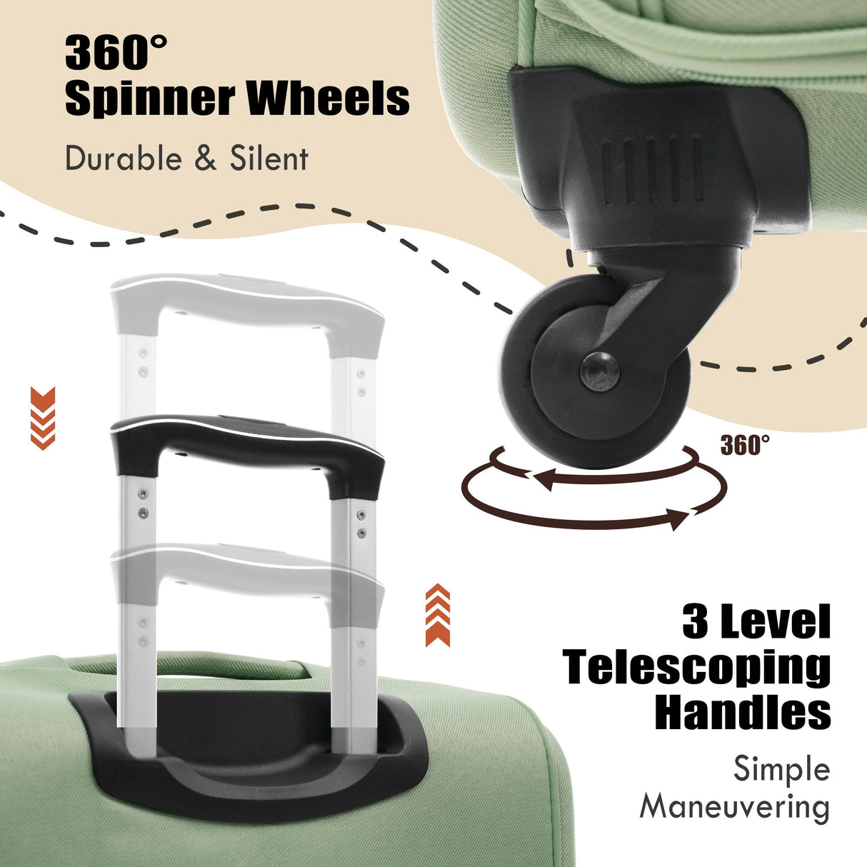 Softside Luggage Expandable Set With Duffel Bag Upright Spinner