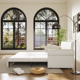 3 In 1 Convertible Sleeper Sofa With Nailhead Trim & Rolled Arm