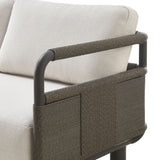 Brampton - 93" Metal Outdoor Sectional With Cushions - Gray / Off White