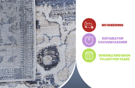 Payas - 8' X 10' Medallion Area Rug - Cream / Blue