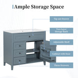 Bathroom Vanity With Sink, 3 Drawers & Cabinet With Adjustable Shelves