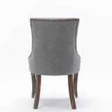 Ultra Side Dining Chair,Thickened Fabric Chairs With Neutrally Toned Solid Wood Legs, Bronze Nail Head (Set of 2) - Chair Sets - Alpine Outlets