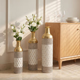 Tall Floor Vase Decorative Vase, Home Accent Decor (Set of 3) - White / Gold