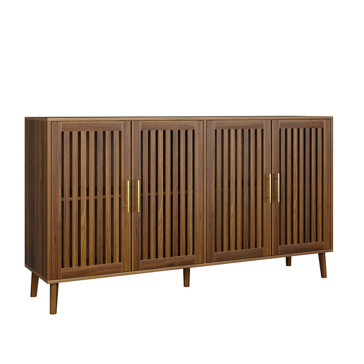 Farmhouse Sideboard Buffet Cabinet Wood Coffee Bar Storage in Dark Brown