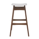 Mid Century Modern Bar Stool Set With Upholstered Seating