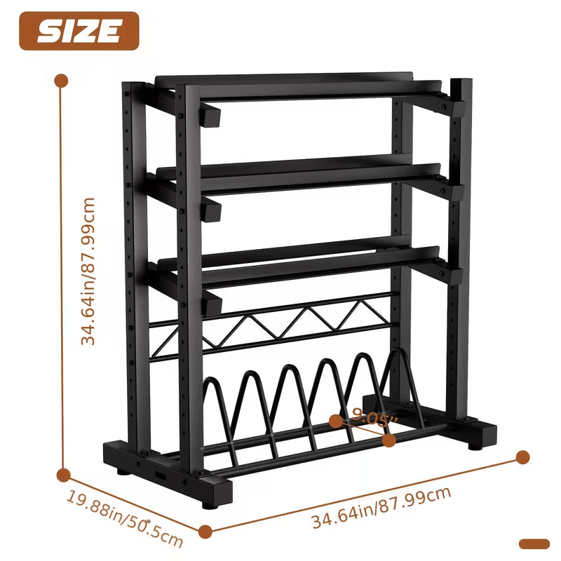 Upgraded 4-Tier Dumbbell Rack