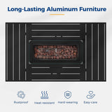 Rectangular Propane Fire Pit Table With Burner, Lava Rock, Waterproof Cover