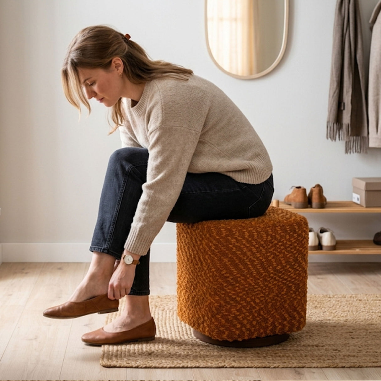 Upholstered 360° Swivel Vanity Stool