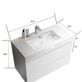 Alice - Bathroom Vanity With Large Storage, Sink Wall Mounted Floating Bathroom Vanity For Modern Bathroom, One-Piece Sink Basin Without Drain And Faucet