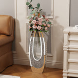 U - Shaped Floor Vase With Shattered Diamond Mirror Surface