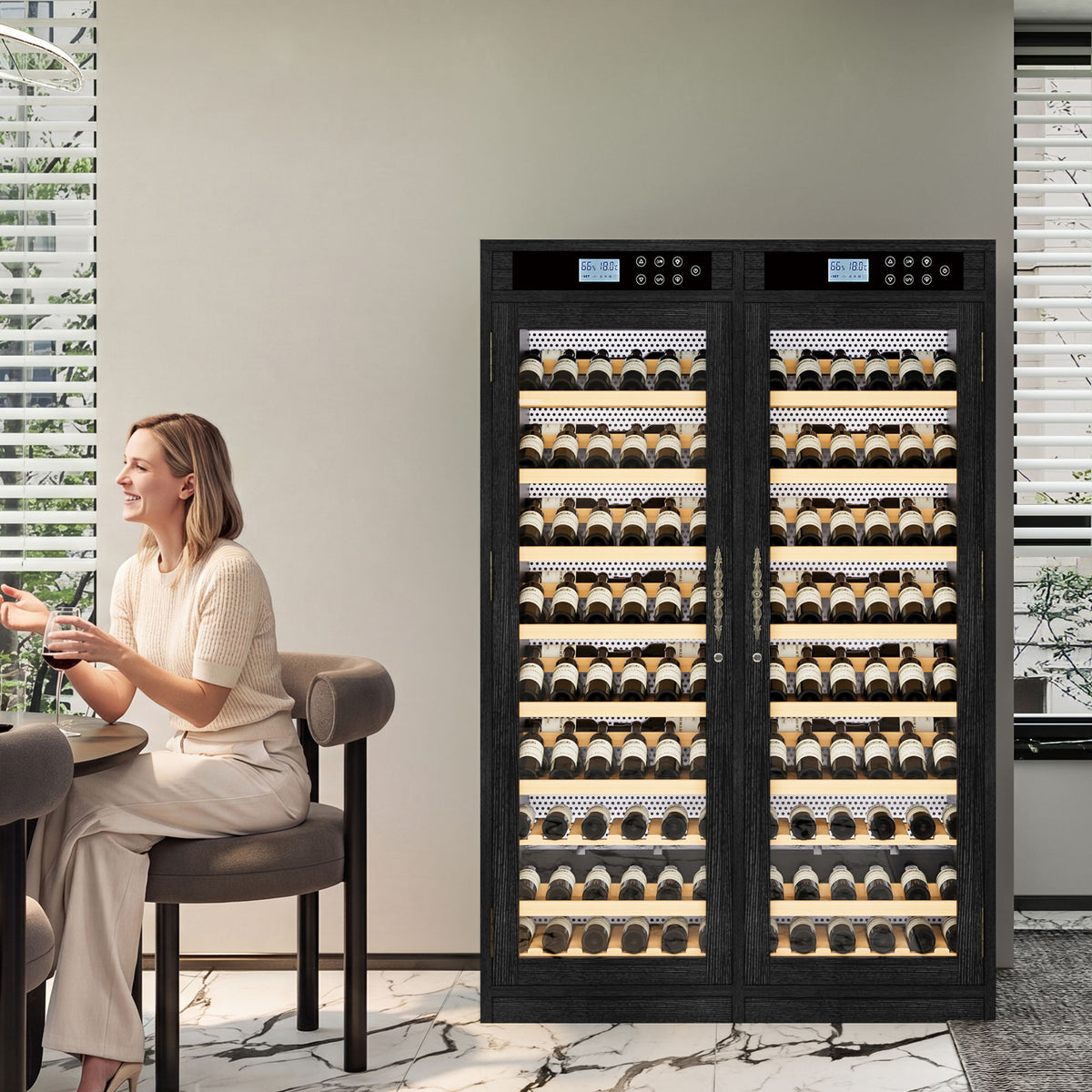Wine Cooler With Dual Zone Temperature Control, Vacuum Insulated Door - Black