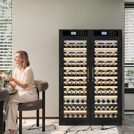 Wine Cooler With Dual Zone Temperature Control, Vacuum Insulated Door - Black