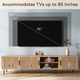78" TV Stand For TVs Up To 85" With Closed Storage, Living Room Entertainment Center - Natural Wood
