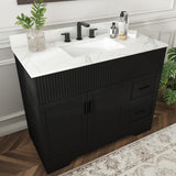 Bathroom Vanity Set, Fluted Cabinet, 3 Faucet Holes, Sink Included - Black
