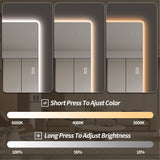 LED Full Length Mirror With Lights, Wall Mounted Full Body Mirror, Dimmable 3 Color Lighting, Anti Fog, Shatter Proof, Memory Function - Clear
