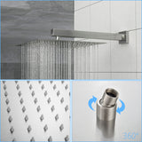 Wall Mounted Shower System With Adjustable Slide Bar And Rough In Valve, 12" Square Design - Brushed Nickel