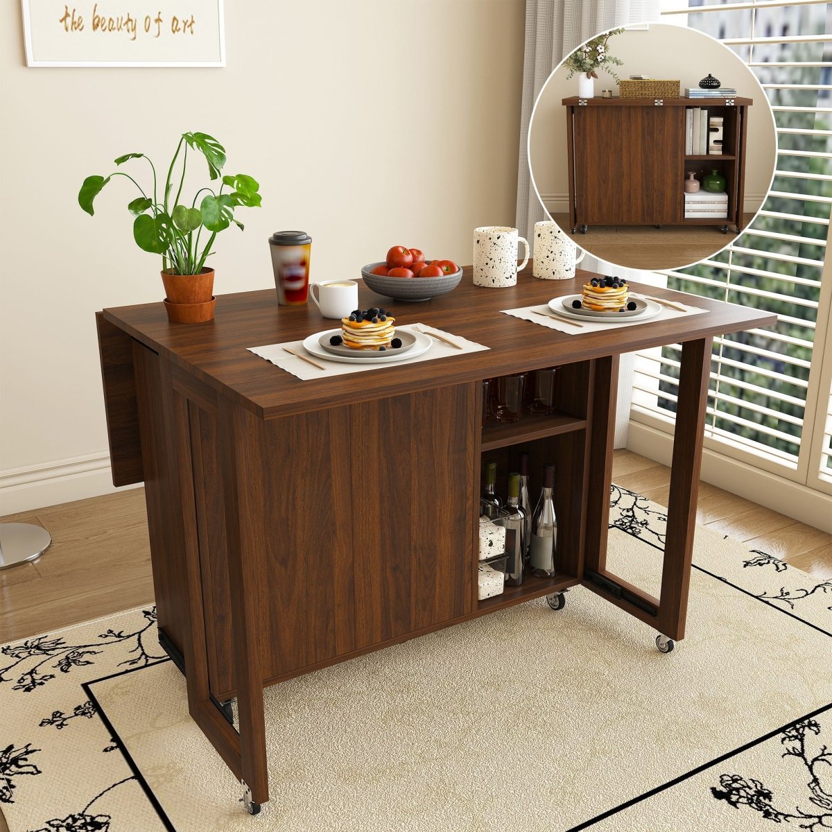 3 In 1 Foldable Side Table With 4 Storage Shelves - Folding Tables available at Alpine Outlets in Denver