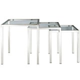 3 Piece Glass Nesting Tables with Metal Frame – Silver - End & Side Tables available at Alpine Outlets in Denver