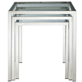 3 Piece Glass Nesting Tables with Metal Frame – Silver - End & Side Tables available at Alpine Outlets in Denver