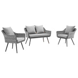 3 - Piece Outdoor Wicker Rattan Loveseat and Armchair Set - Outdoor available at Alpine Outlets in Denver
