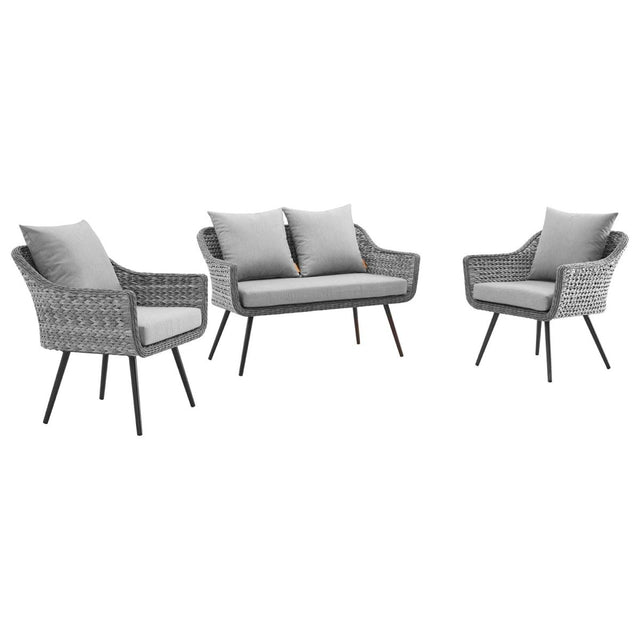3 - Piece Outdoor Wicker Rattan Loveseat and Armchair Set - Outdoor available at Alpine Outlets in Denver