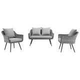 3 - Piece Outdoor Wicker Rattan Loveseat and Armchair Set - Outdoor available at Alpine Outlets in Denver