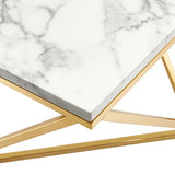 30 Inch Geometric Stainless Steel Coffee Table in Gold White - Coffee Tables available at Alpine Outlets in Denver