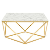30 Inch Geometric Stainless Steel Coffee Table in Gold White - Coffee Tables available at Alpine Outlets in Denver