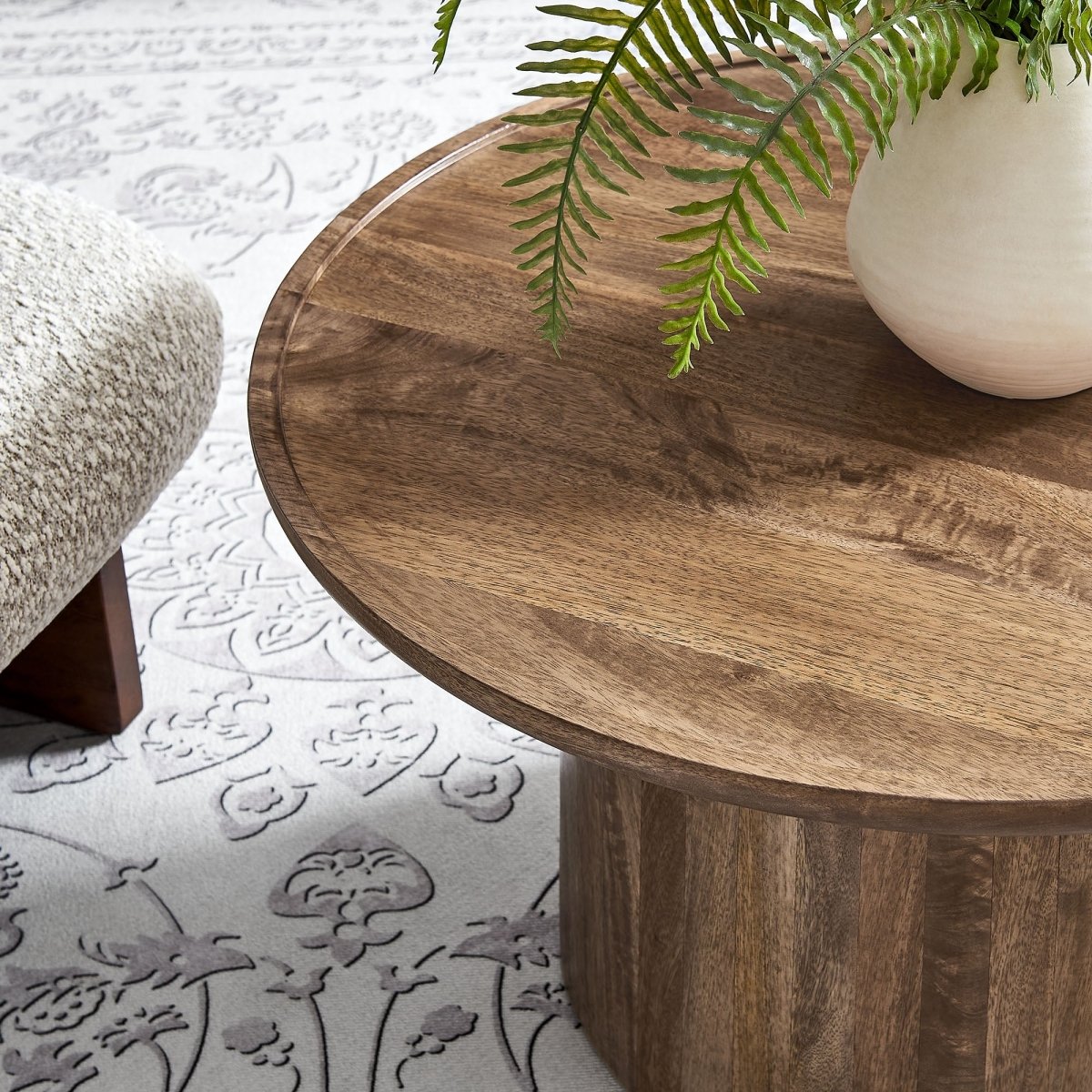 30 Inch Timeless Round Solid Mango Wood Coffee Table - Coffee Tables available at Alpine Outlets in Denver
