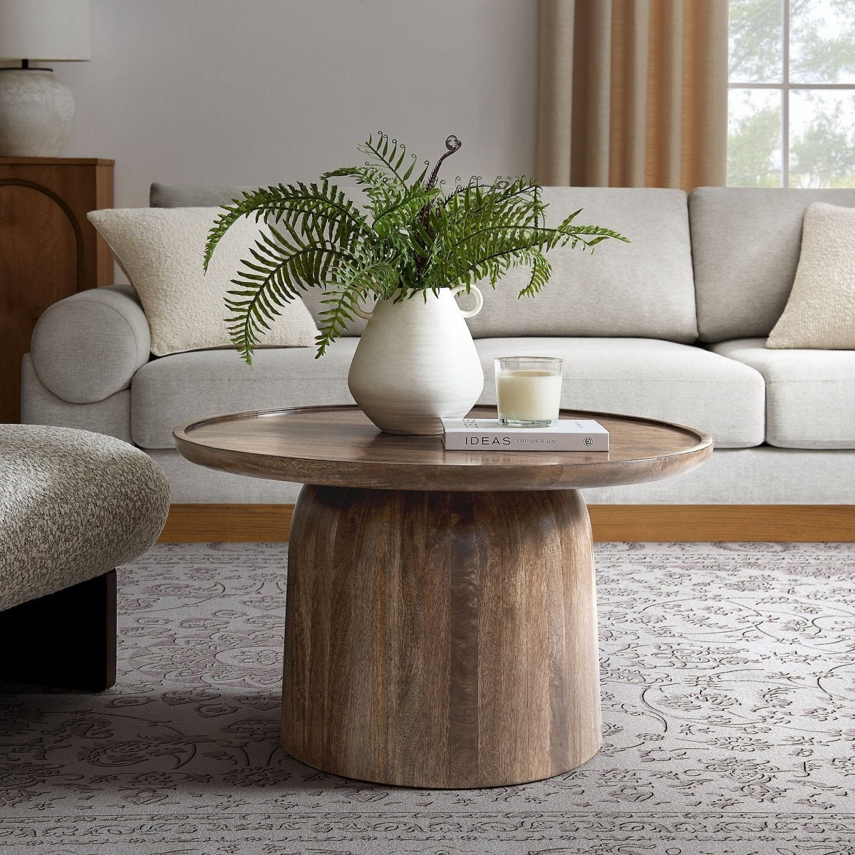 30 Inch Timeless Round Solid Mango Wood Coffee Table - Coffee Tables available at Alpine Outlets in Denver
