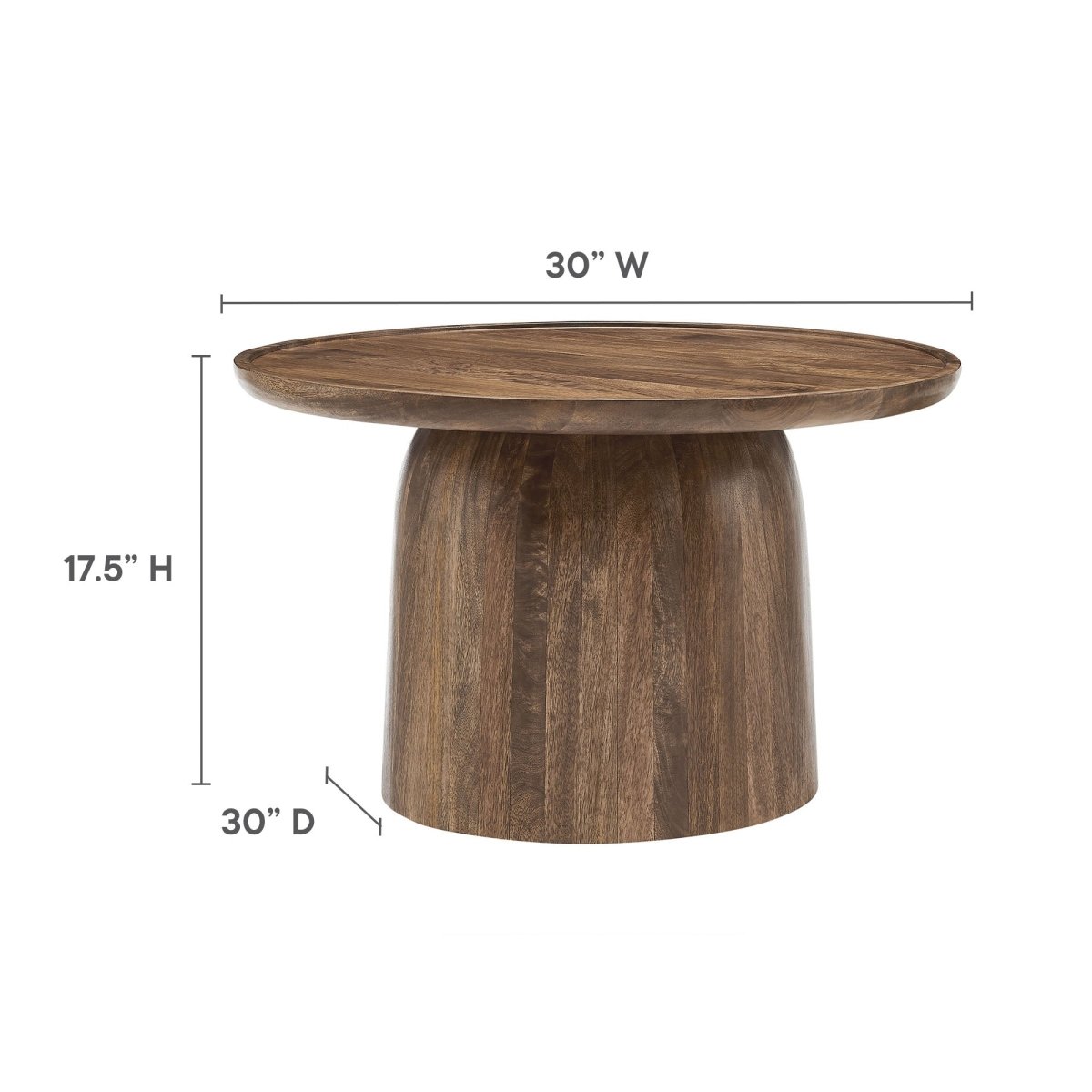 30 Inch Timeless Round Solid Mango Wood Coffee Table - Coffee Tables available at Alpine Outlets in Denver