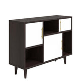 30" Mid - Century Modern Display Stand and Storage Cabinet in Cappuccino White - Bookcases available at Alpine Outlets in Denver