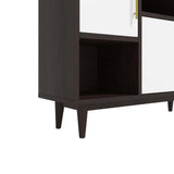 30" Mid - Century Modern Display Stand and Storage Cabinet in Cappuccino White - Bookcases available at Alpine Outlets in Denver