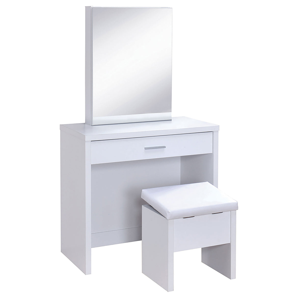 Harvey Vanity Set with Lift-Top Stool - White