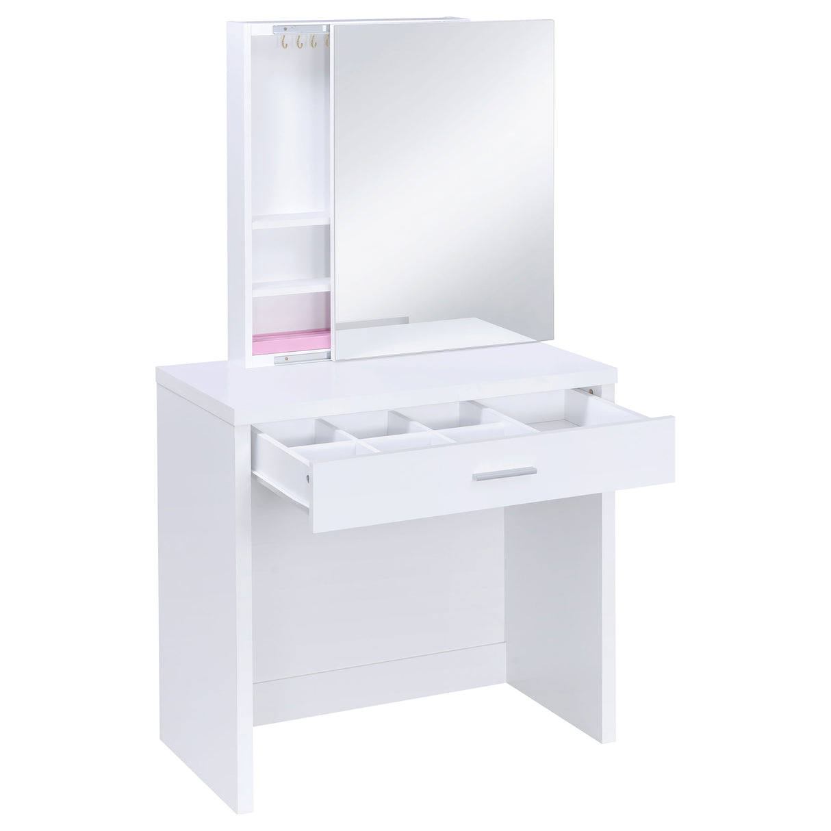 Harvey Vanity Set with Lift-Top Stool - White
