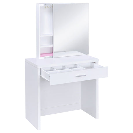 Harvey Vanity Set with Lift-Top Stool - White