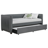 Brodie Upholstered Twin Daybed with Trundle, Grey