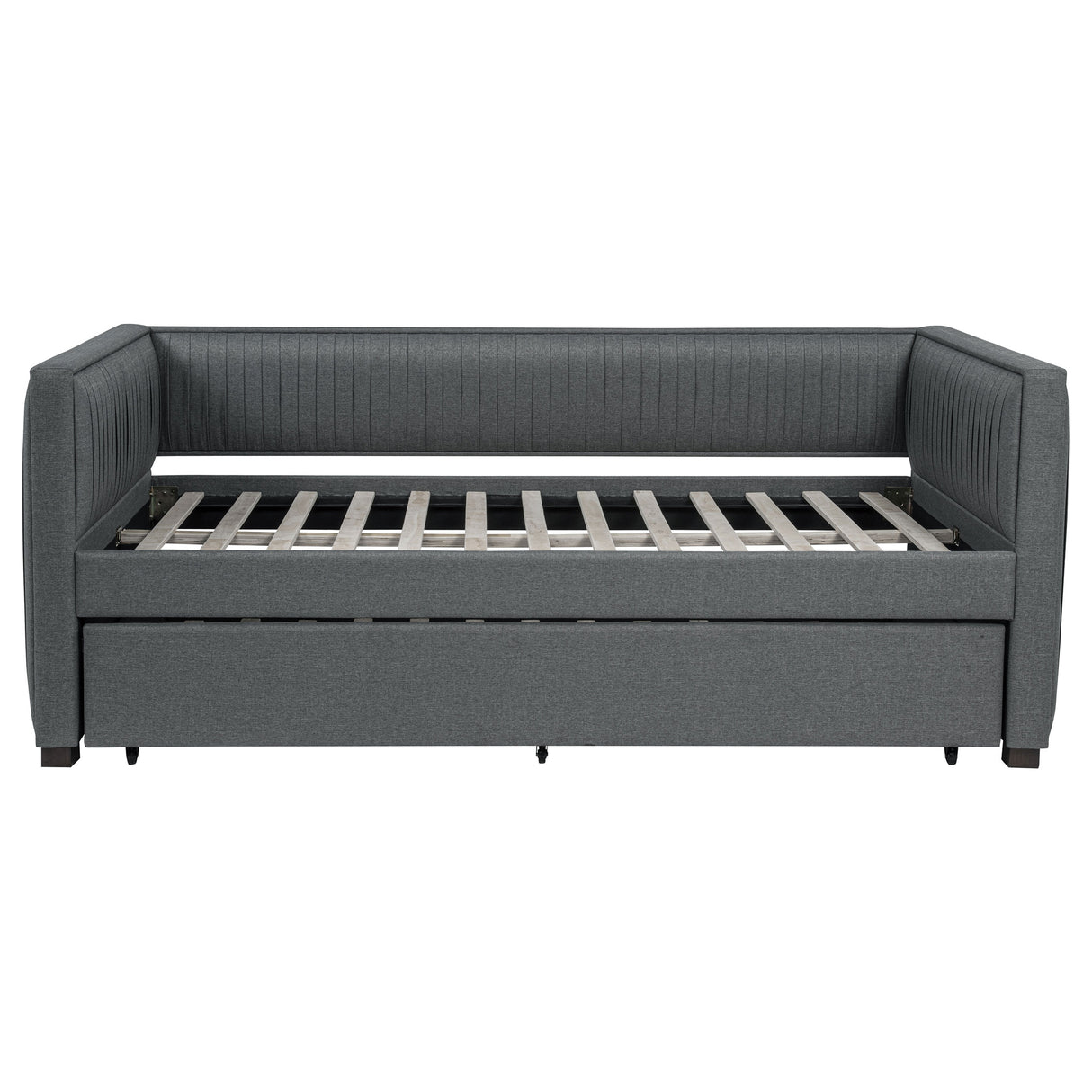 Brodie Upholstered Twin Daybed with Trundle, Grey