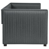Brodie Upholstered Twin Daybed with Trundle, Grey