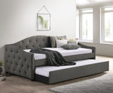 Sadie Upholstered Twin Daybed with Trundle in Grey