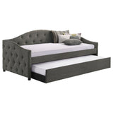 Sadie Upholstered Twin Daybed with Trundle in Grey