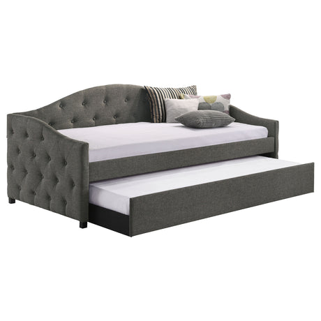 Sadie Upholstered Twin Daybed with Trundle in Grey