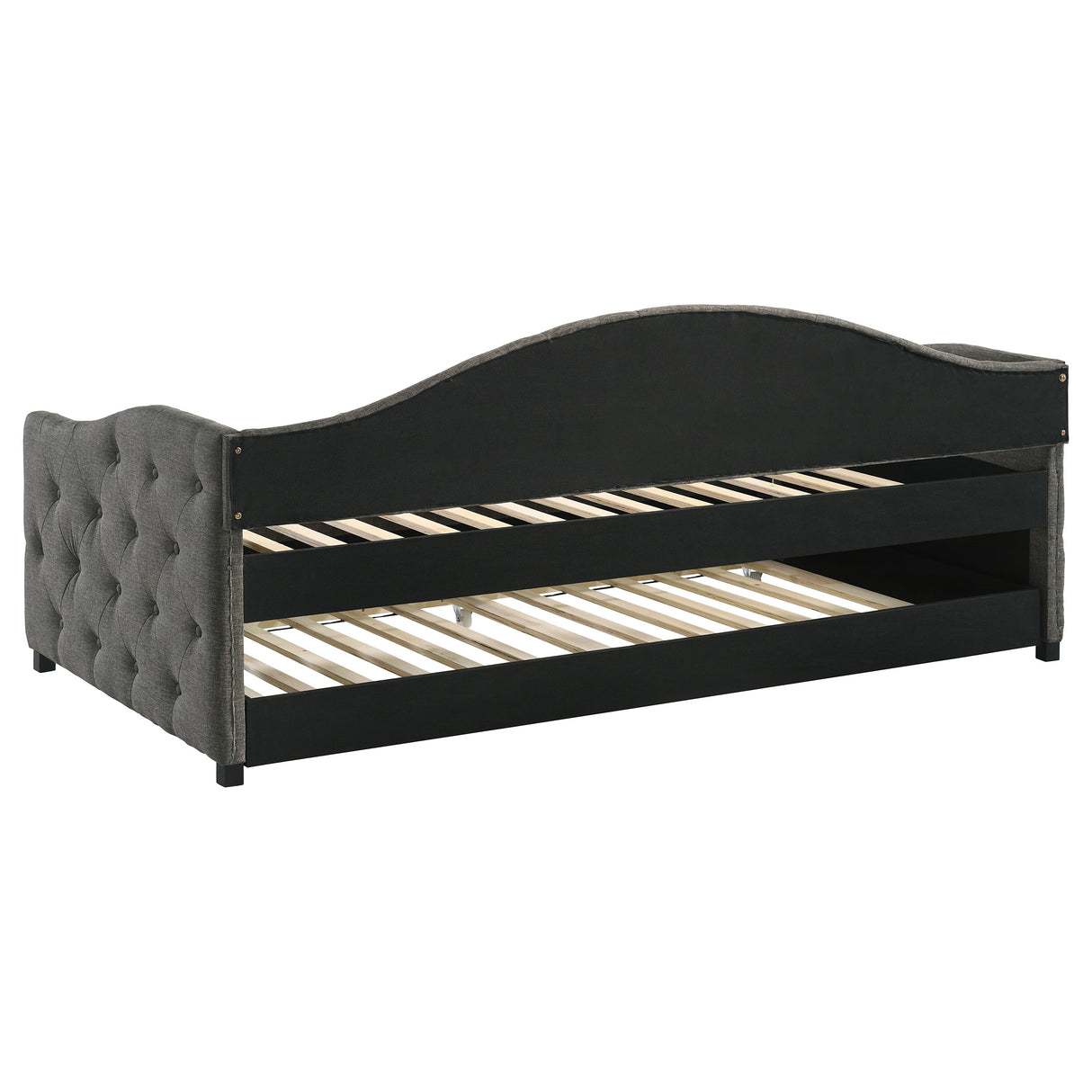 Sadie Upholstered Twin Daybed with Trundle in Grey