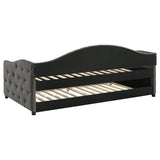 Sadie Upholstered Twin Daybed with Trundle in Grey