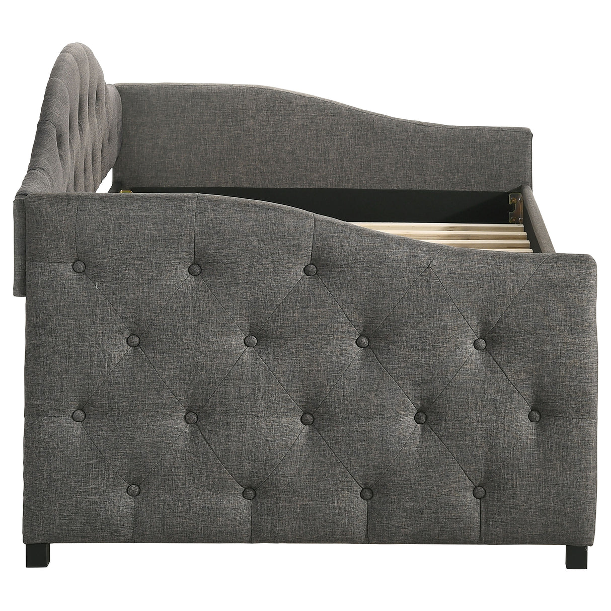 Sadie Upholstered Twin Daybed with Trundle in Grey