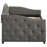 Sadie Upholstered Twin Daybed with Trundle in Grey