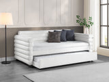 Patricia Boucle Upholstered Twin Day Bed with Trundle - White
