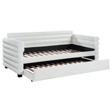 Patricia Boucle Upholstered Twin Day Bed with Trundle - White