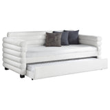 Patricia Boucle Upholstered Twin Day Bed with Trundle - White