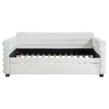 Patricia Boucle Upholstered Twin Day Bed with Trundle - White